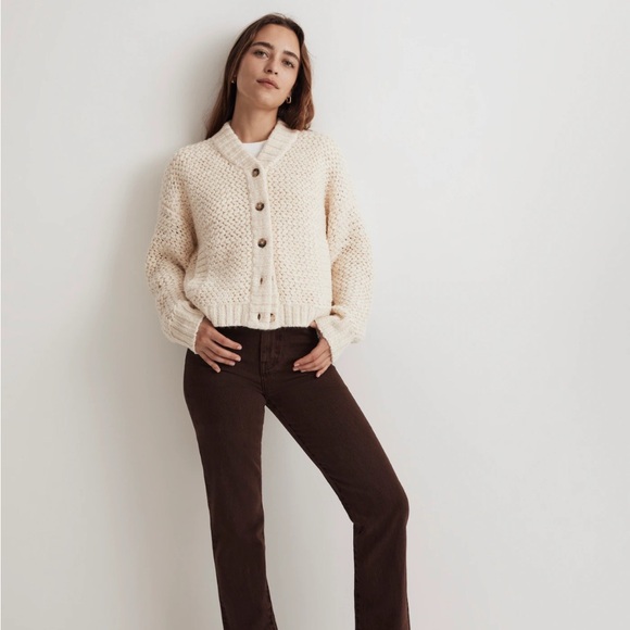 Madewell XXS bomber cardigan sweater with pockets cream color, brand new - Picture 5 of 5